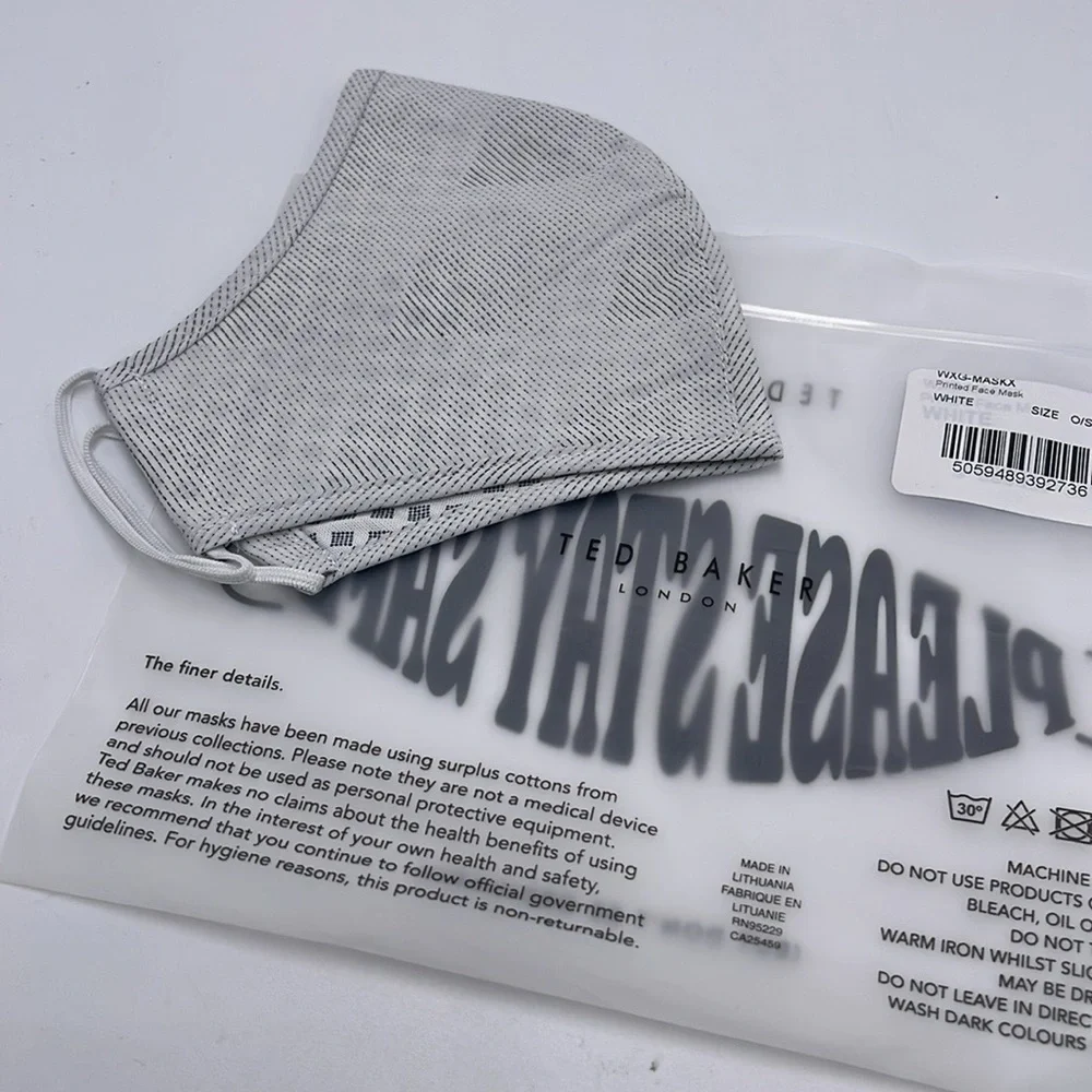 Gray Face Mask TED BAKER LONDON Reversible Reusable FACE MASK  NWT